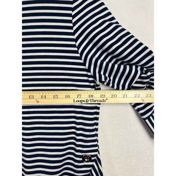 Southern Lady navy blue & white striped tunic  size small New England nautical￼ - Picture 8 of 8
